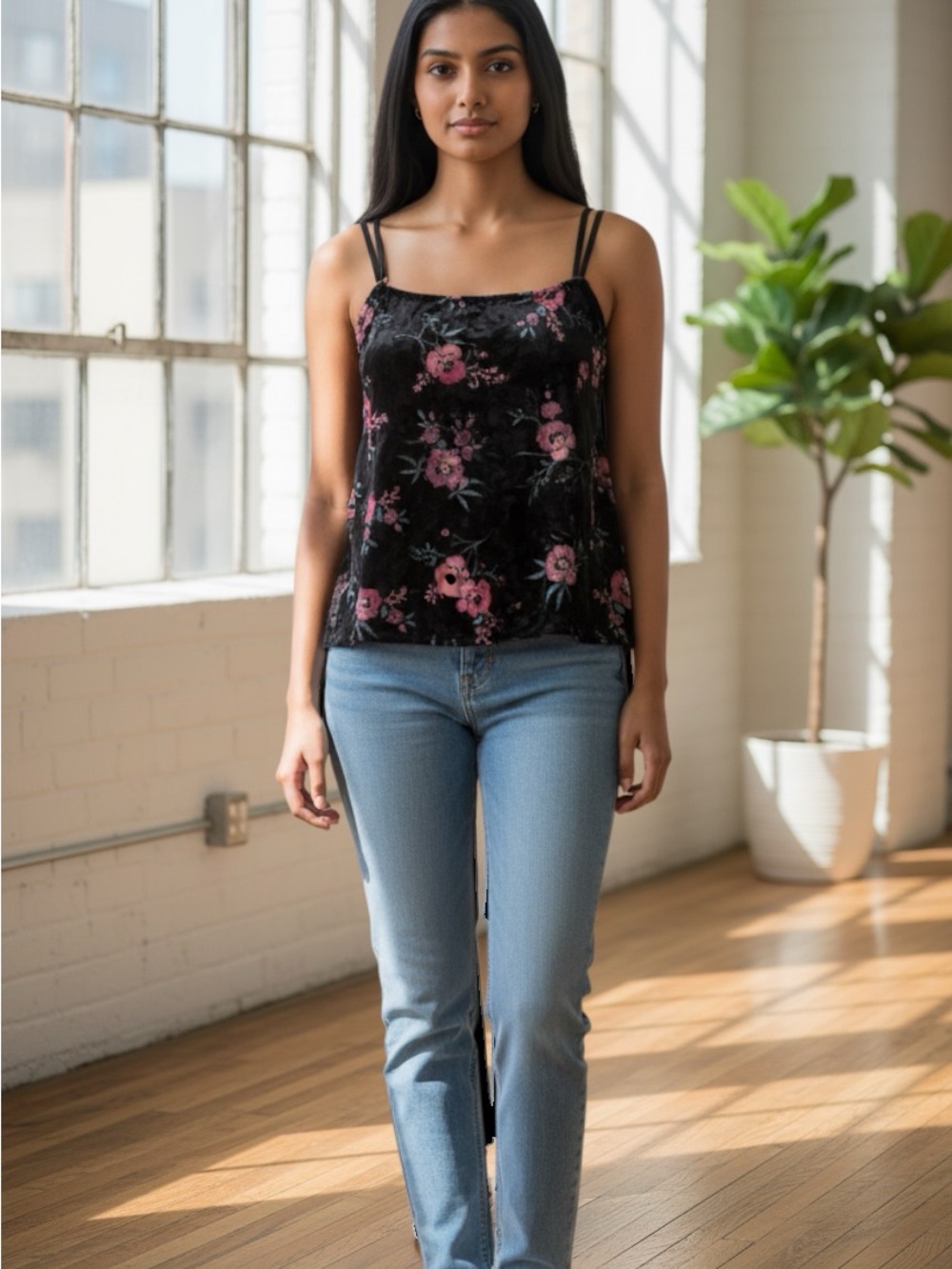 INC Velvet Burnout Floral Tank NWT Adjustable Straps Unlined Camisole | Size XXL